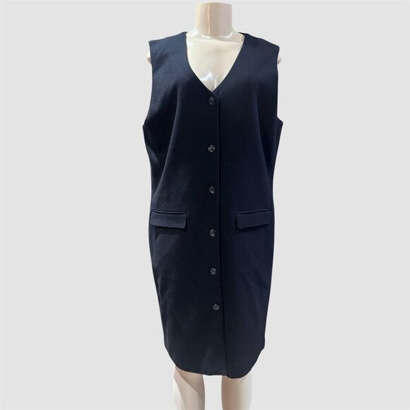 Vintage Sag Harbor Wool Black Minimalist Shift Vest Dress Classic Old Money 12 - Picture 1 of 6